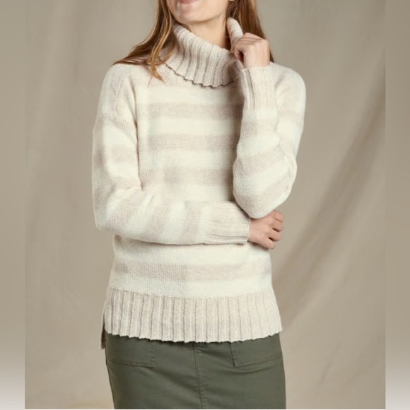 NWT Toad&Co Audrey Turtleneck Sweater Women's S Egret Stripe Recycled Wool - Picture 9 of 9